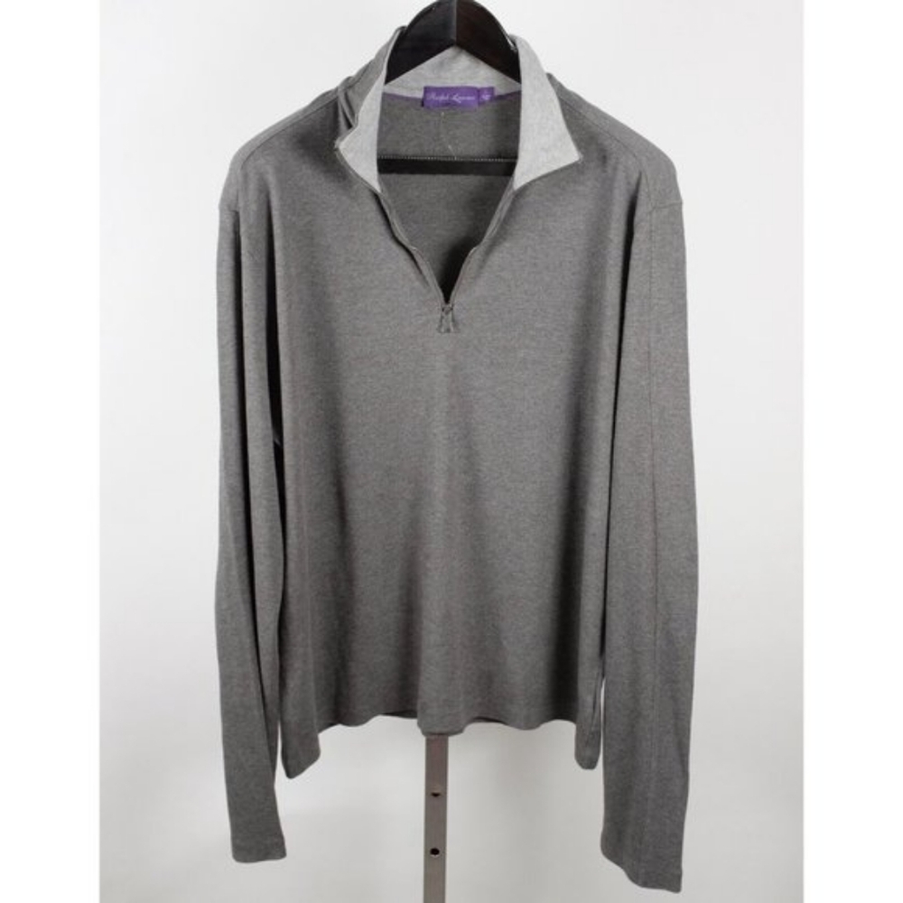 Ralph Lauren Purple Label sz L sweater 1/4 zip cotton pullover
